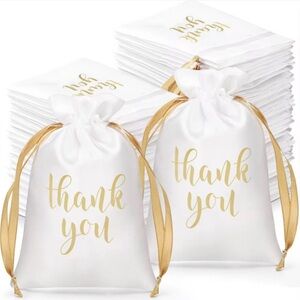 Elegant White and Gold Thank You Gift Bags
